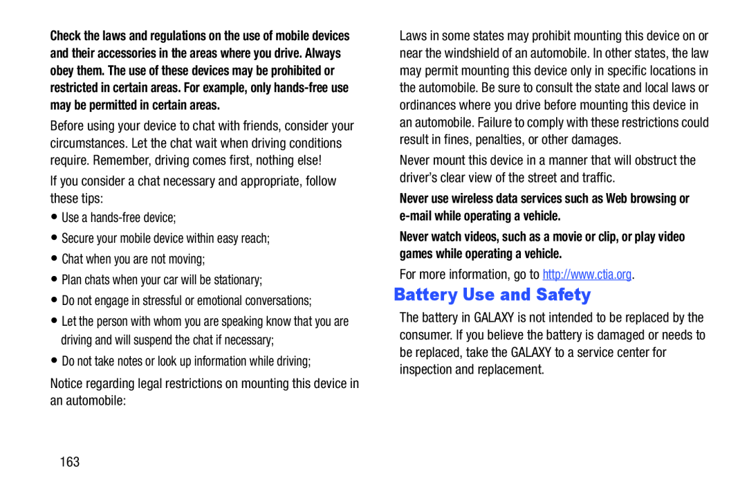 Battery Use and Safety Galaxy Tab 3 10.1 Wi-Fi