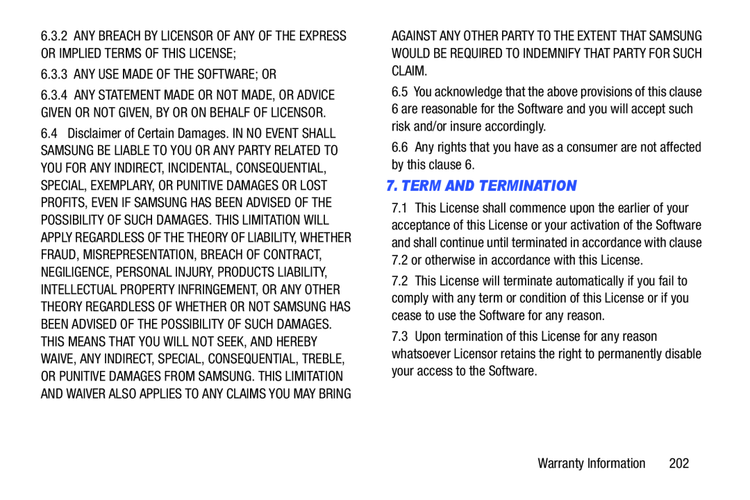 7.TERM AND TERMINATION Galaxy Tab 3 10.1 Wi-Fi