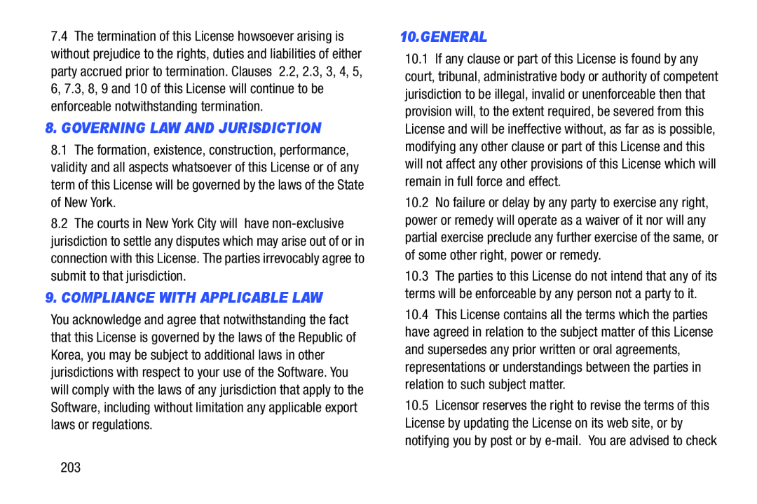 9.COMPLIANCE WITH APPLICABLE LAW Galaxy Tab 3 10.1 Wi-Fi