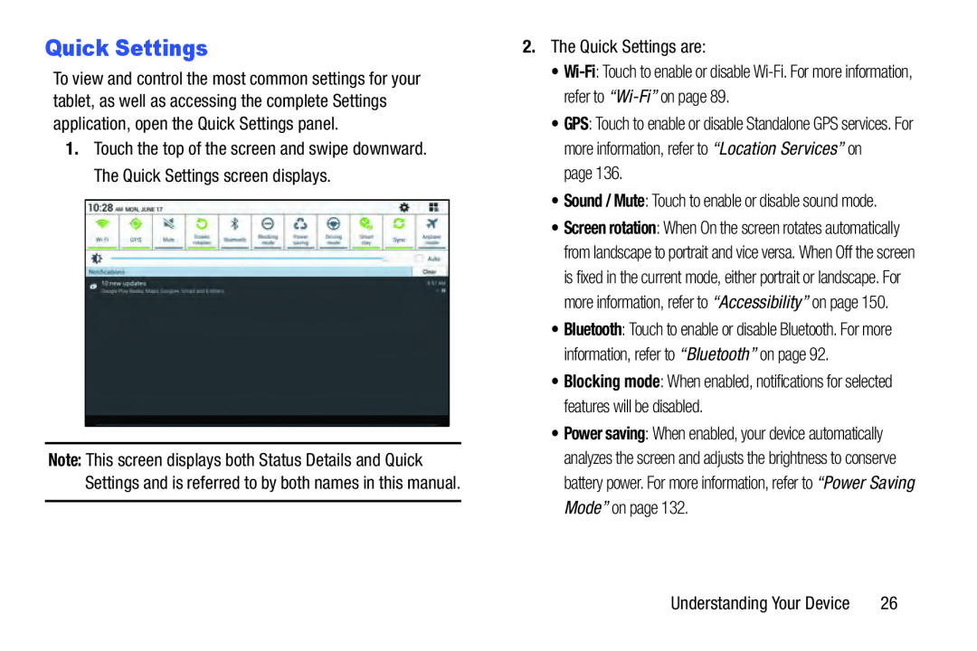 Quick Settings Galaxy Tab 3 10.1 Wi-Fi