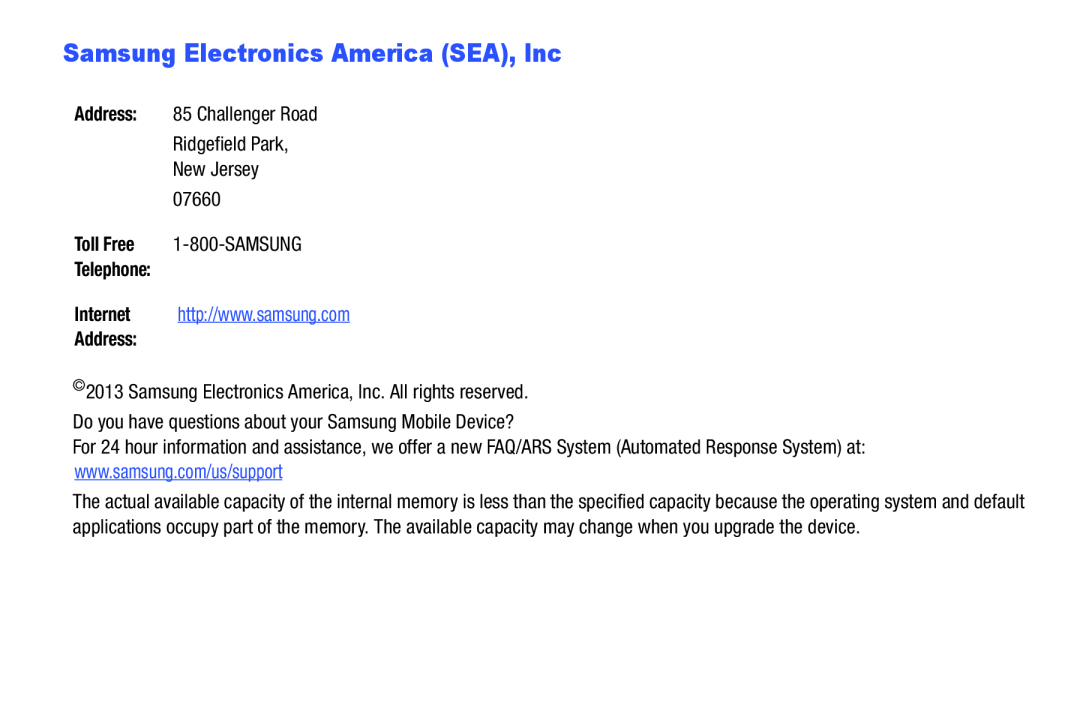 Samsung Electronics America (SEA), Inc Galaxy Tab 3 10.1 Wi-Fi