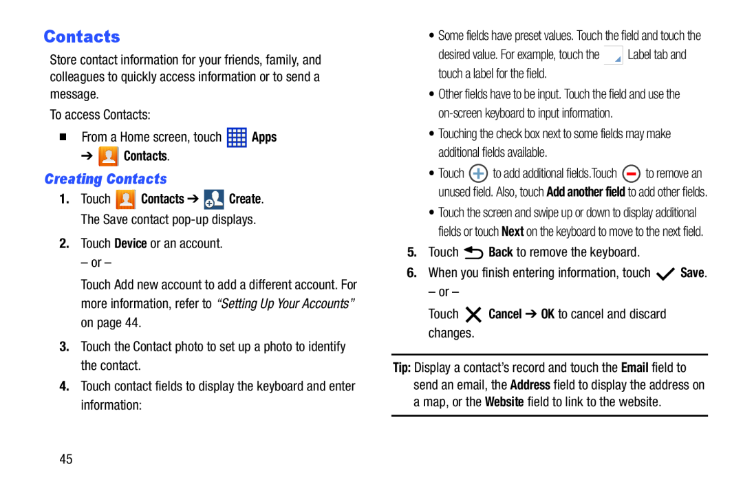 Creating Contacts Galaxy Tab 3 10.1 Wi-Fi