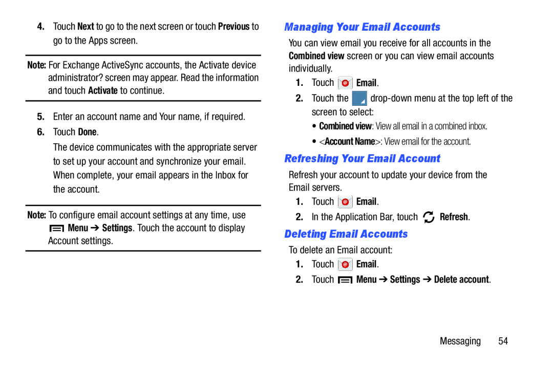 Deleting Email Accounts Galaxy Tab 3 10.1 Wi-Fi