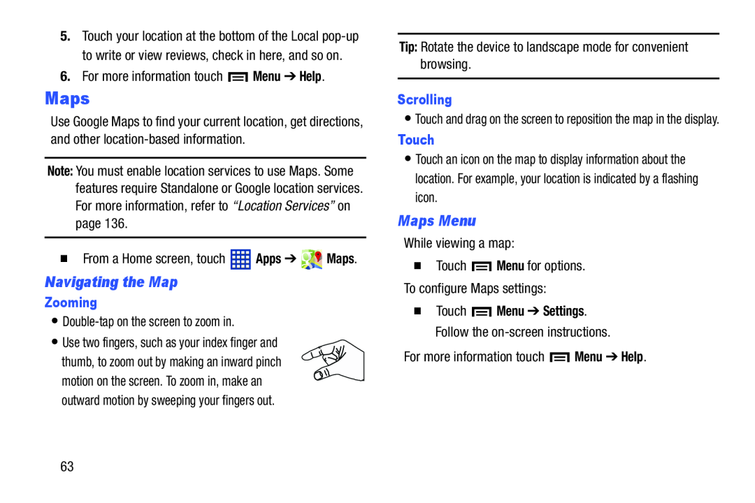 Navigating the Map Galaxy Tab 3 10.1 Wi-Fi