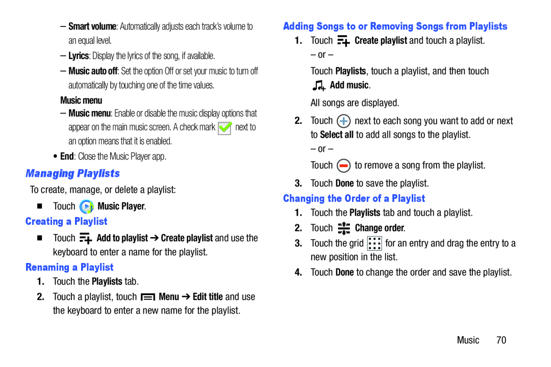 Managing Playlists Galaxy Tab 3 10.1 Wi-Fi