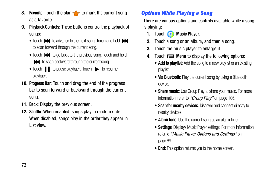 Options While Playing a Song Galaxy Tab 3 10.1 Wi-Fi