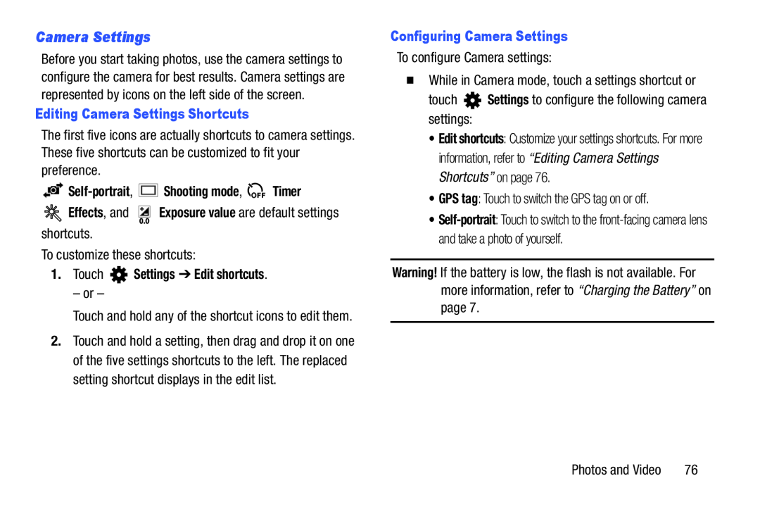 Camera Settings Galaxy Tab 3 10.1 Wi-Fi