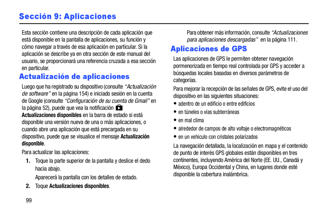 Actualización de aplicaciones Aplicaciones de GPS