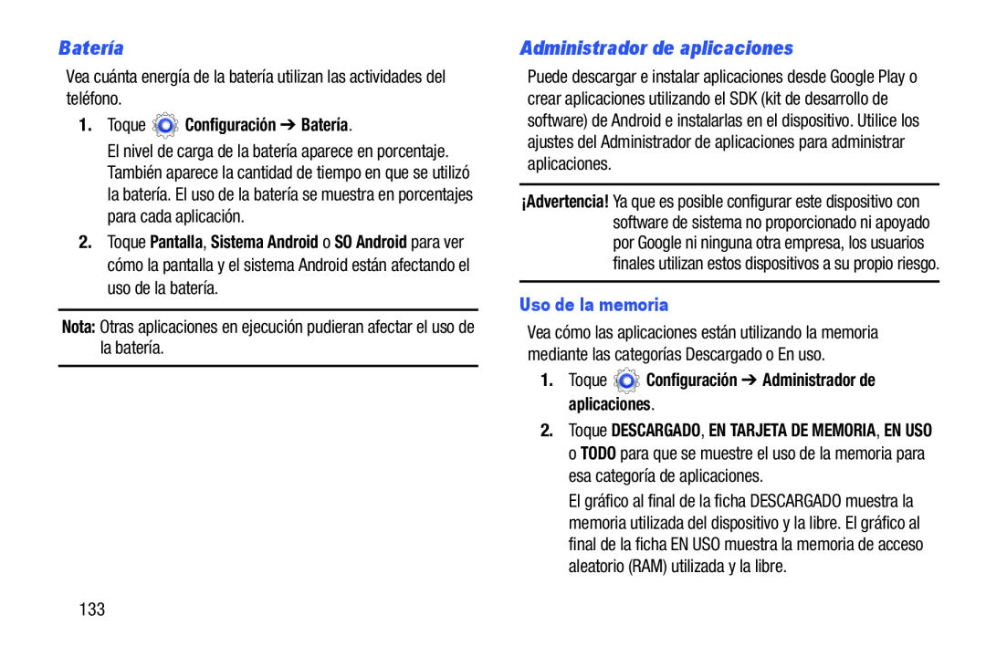 Batería Administrador de aplicaciones