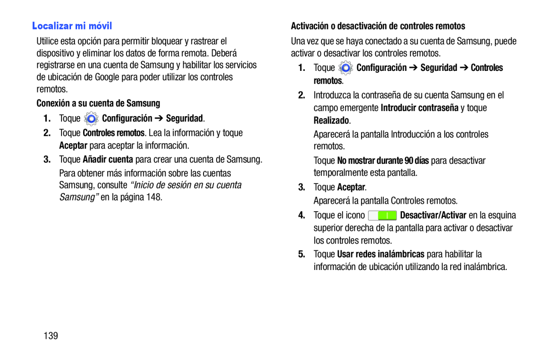 Activación o desactivación de controles remotos Galaxy Tab 3 10.1 Wi-Fi