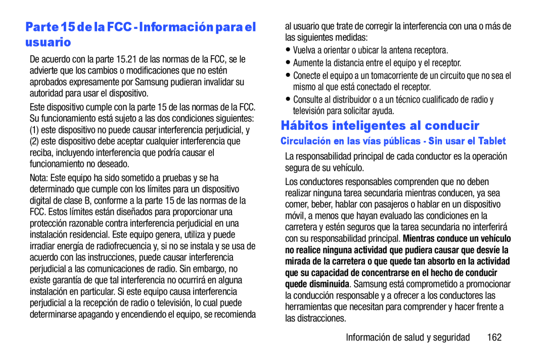 Parte15delaFCC-Informaciónparaelusuario Hábitos inteligentes al conducir