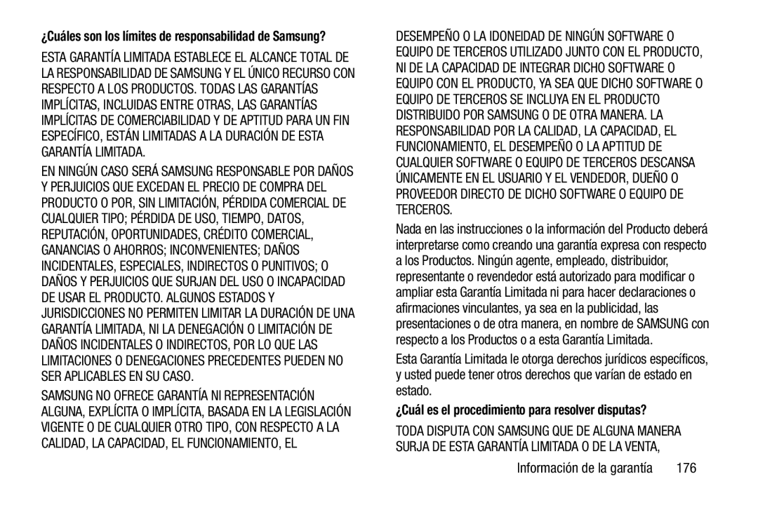 ¿Cuáles son los límites de responsabilidad de Samsung ¿Cuál es el procedimiento para resolver disputas