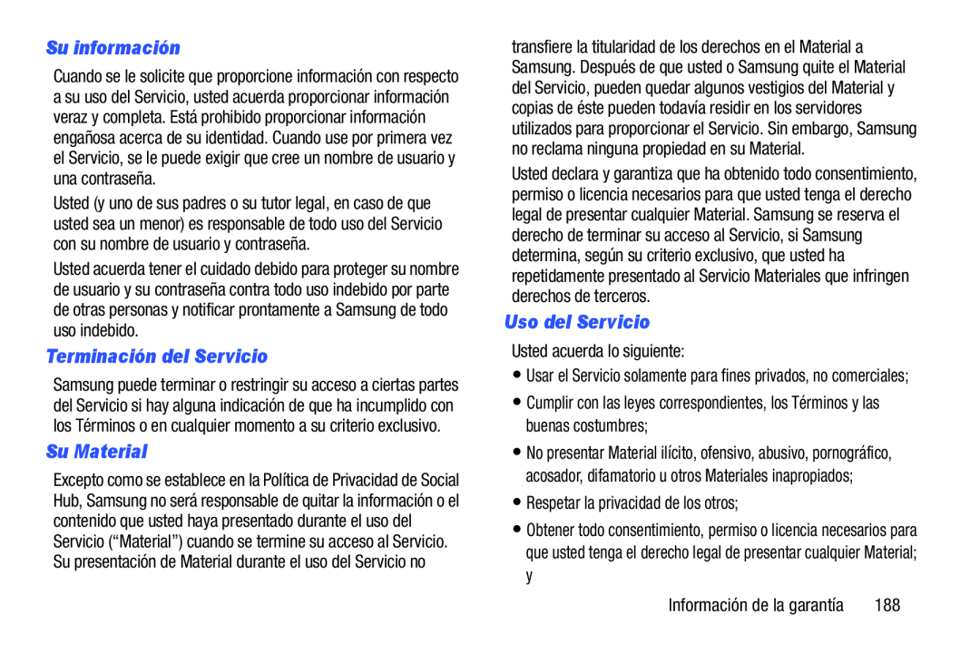 Su información Terminación del Servicio