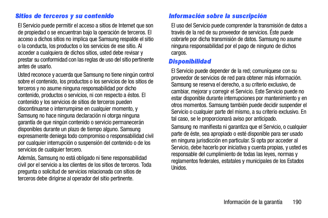 Sitios de terceros y su contenido Galaxy Tab 3 10.1 Wi-Fi
