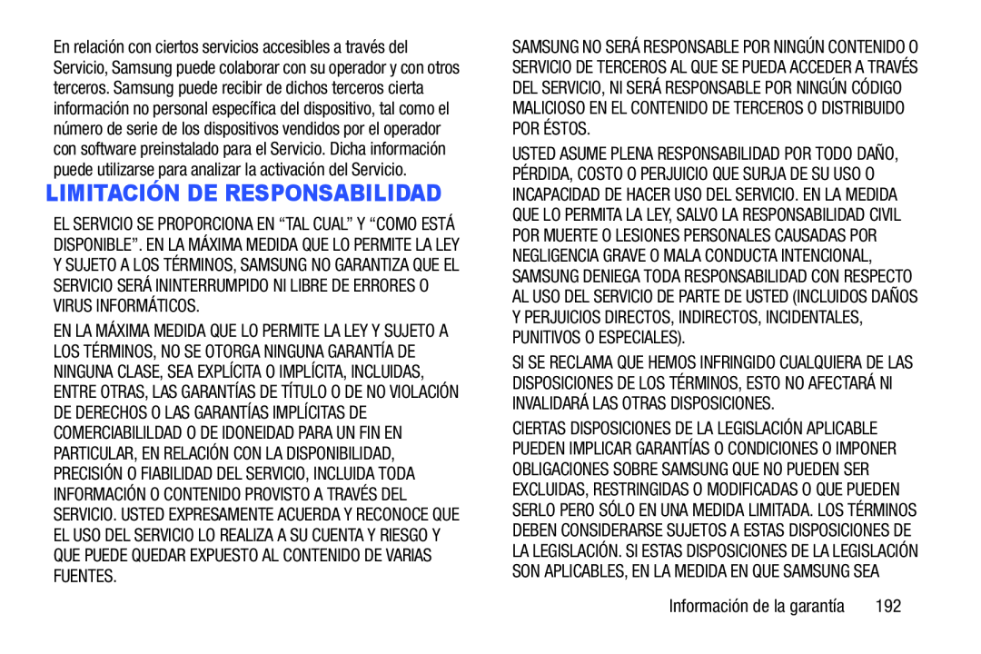 LIMITACIÓN DE RESPONSABILIDAD Galaxy Tab 3 10.1 Wi-Fi