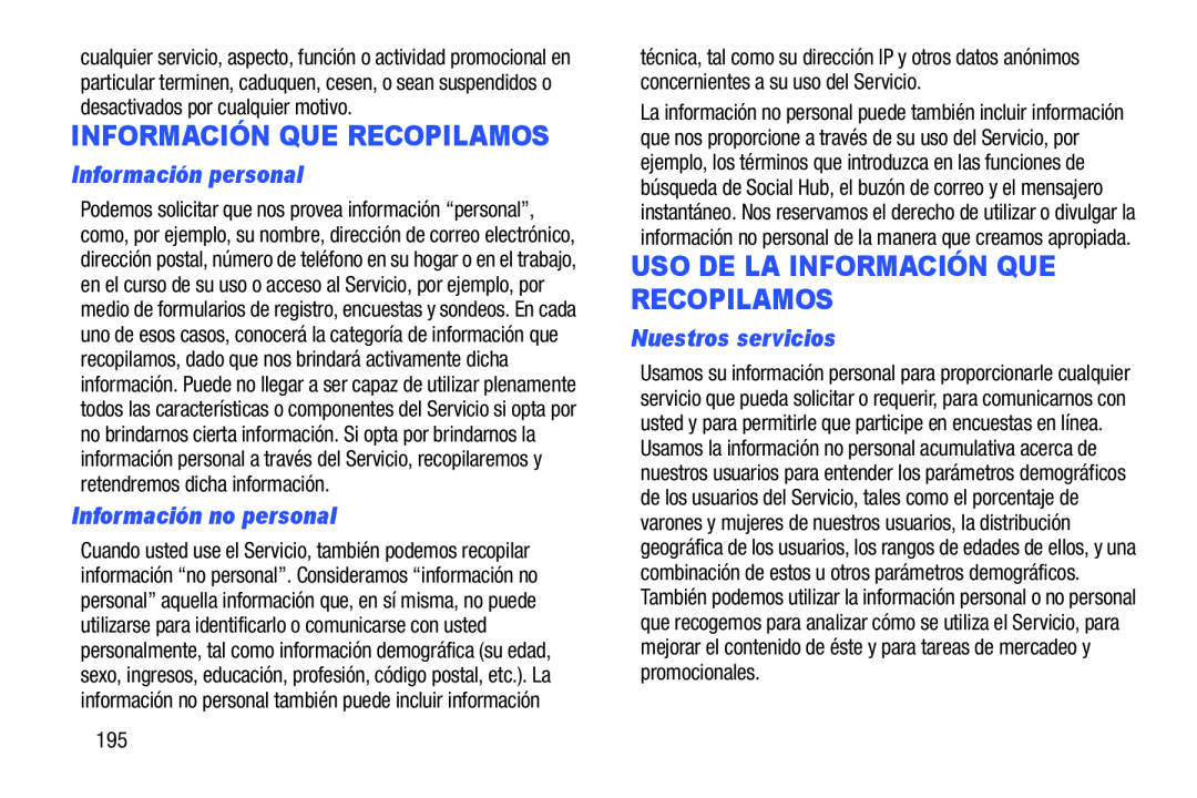 Información personal Información no personal