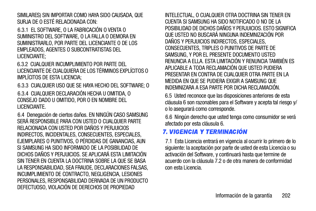 7.VIGENCIA Y TERMINACIÓN Galaxy Tab 3 10.1 Wi-Fi