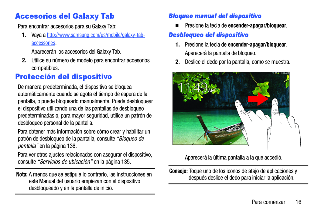 Bloqueo manual del dispositivo Galaxy Tab 3 10.1 Wi-Fi