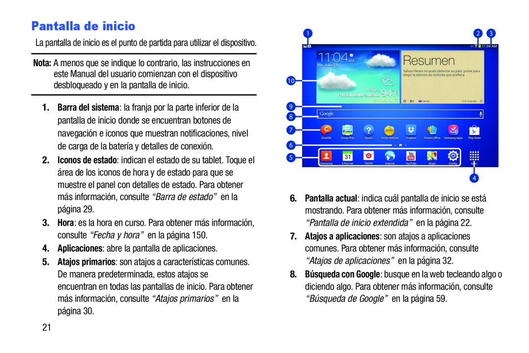 Pantalla de inicio Galaxy Tab 3 10.1 Wi-Fi