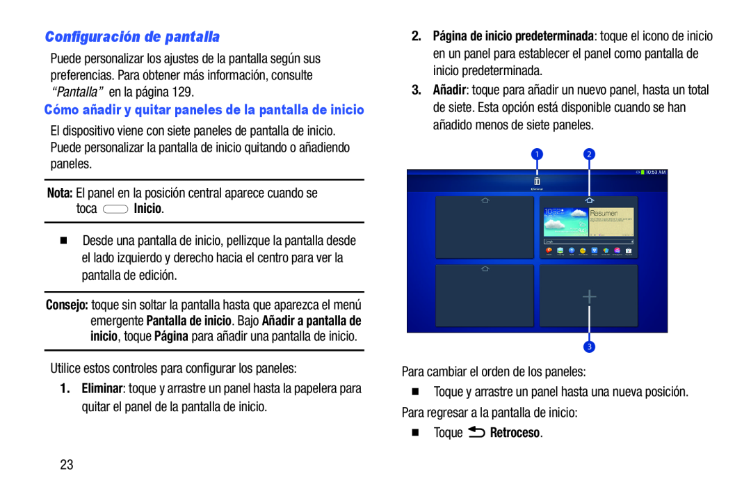 Configuración de pantalla Galaxy Tab 3 10.1 Wi-Fi