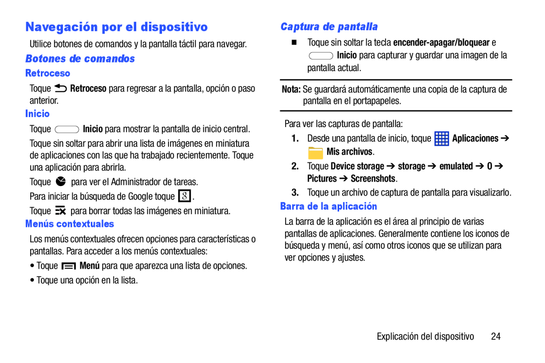 Navegación por el dispositivo Galaxy Tab 3 10.1 Wi-Fi