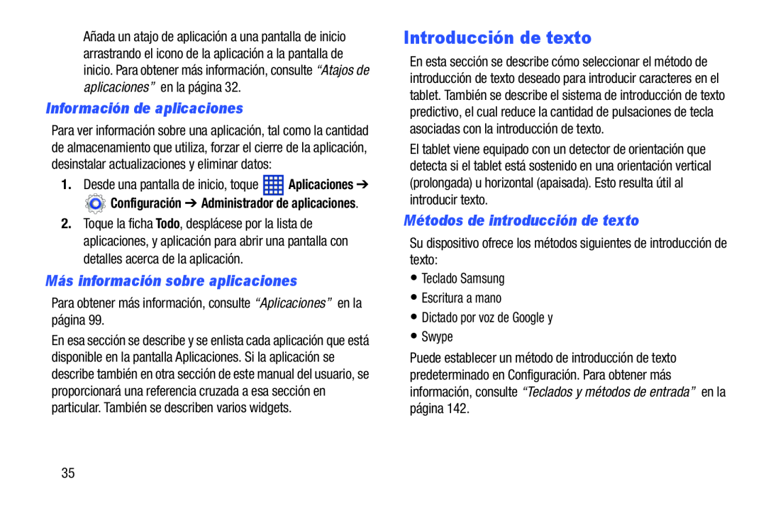 Información de aplicaciones Galaxy Tab 3 10.1 Wi-Fi