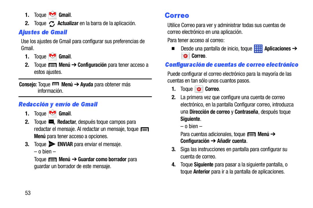 Ajustes de Gmail Galaxy Tab 3 10.1 Wi-Fi