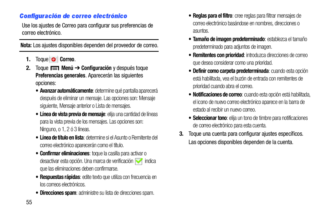 Configuración de correo electrónico Galaxy Tab 3 10.1 Wi-Fi