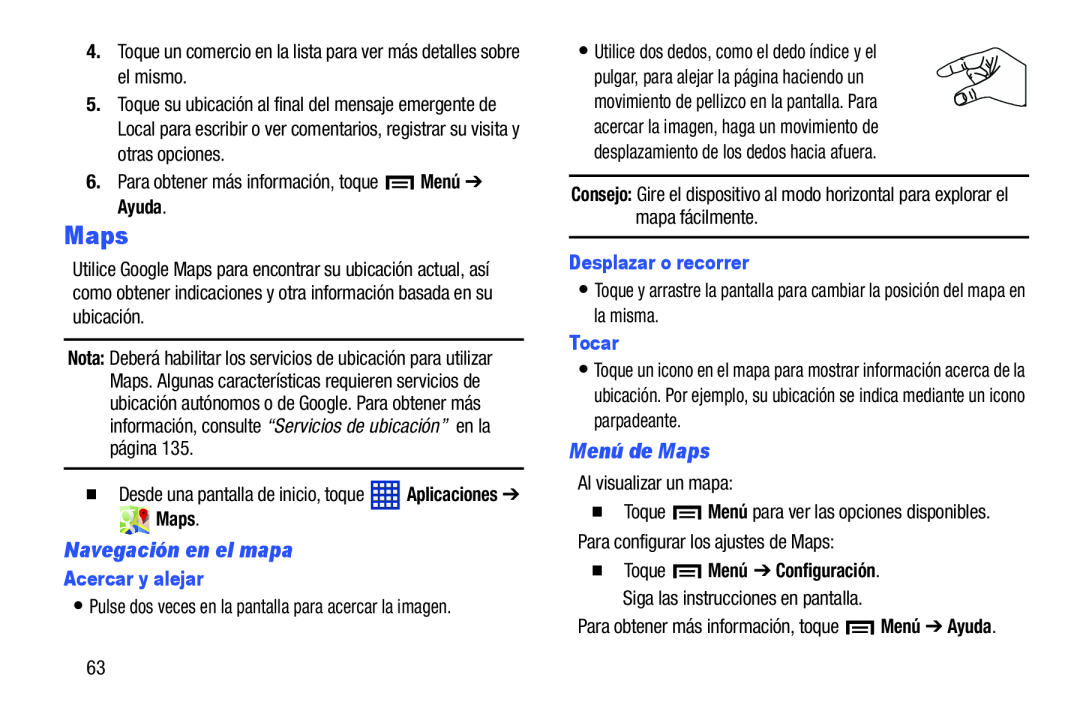 Navegación en el mapa Menú de Maps