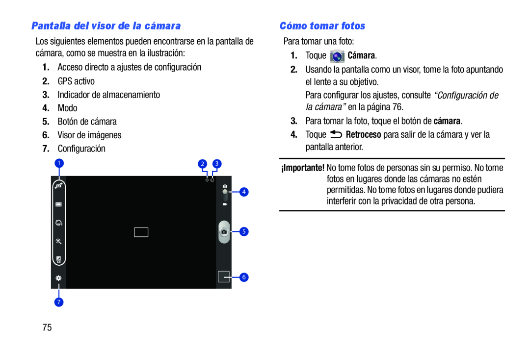 Pantalla del visor de la cámara Cómo tomar fotos