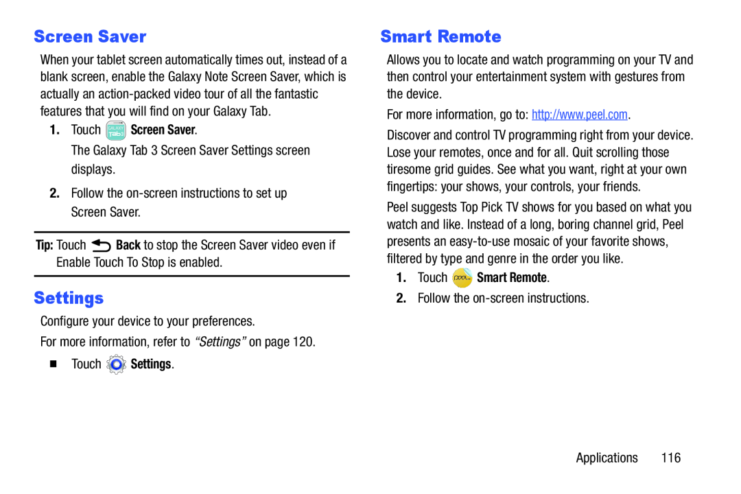 Settings Galaxy Tab 3 10.1 Wi-Fi