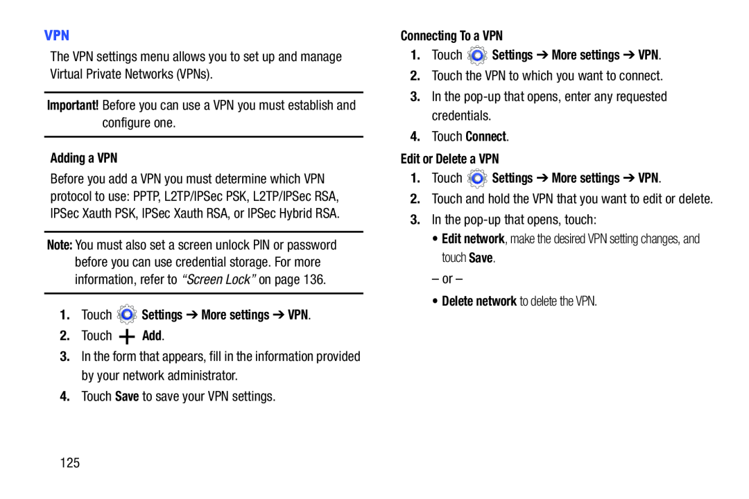 Adding a VPN Galaxy Tab 3 10.1 Wi-Fi