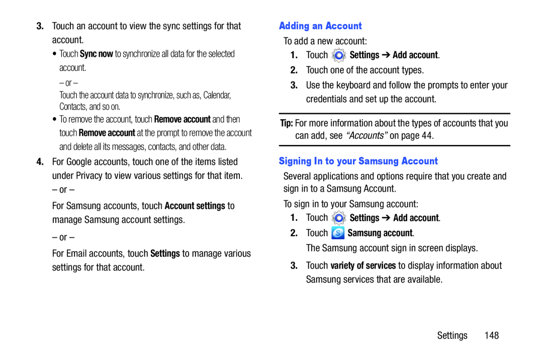 Sync now Settings