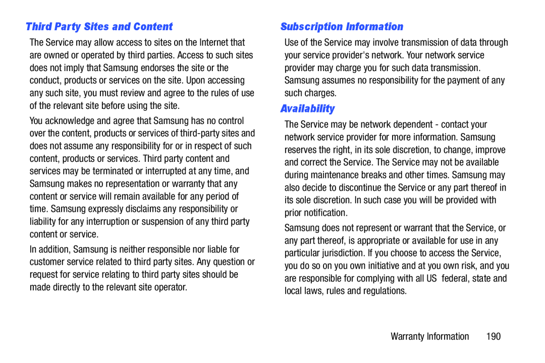 Third Party Sites and Content Subscription Information