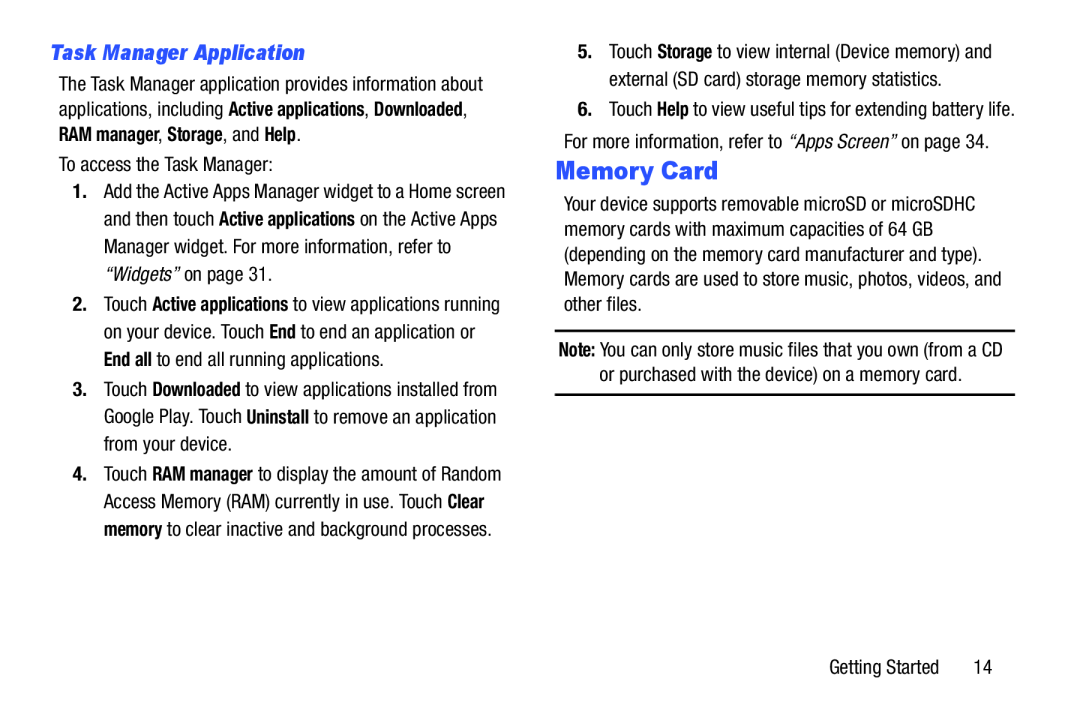 Task Manager Application Memory Card