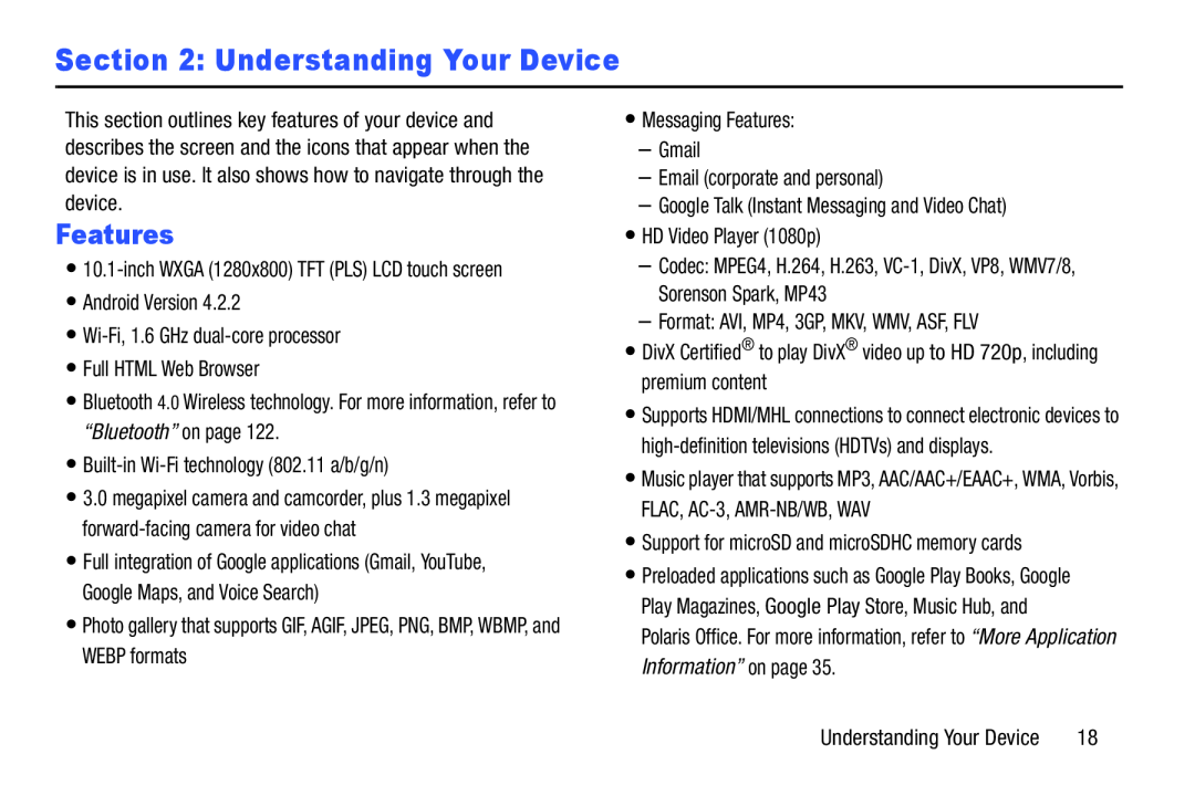 Features Galaxy Tab 3 10.1 Wi-Fi