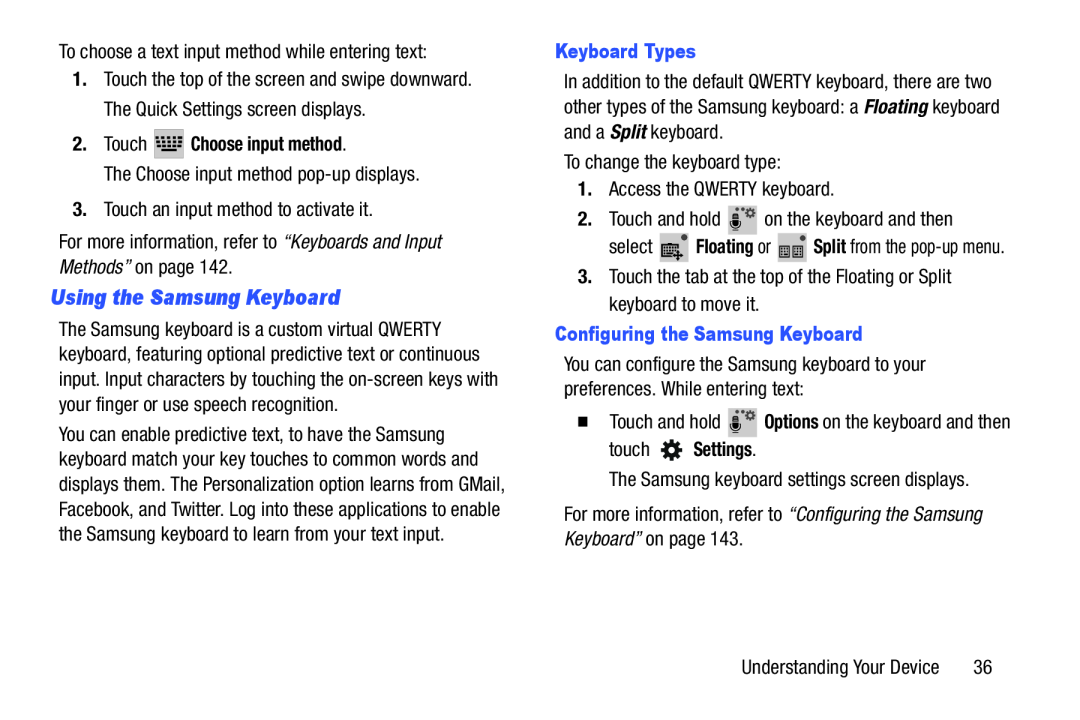 Using the Samsung Keyboard