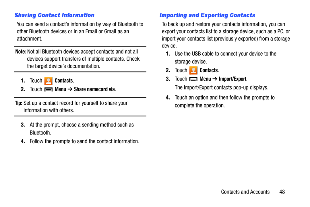 Sharing Contact Information Importing and Exporting Contacts