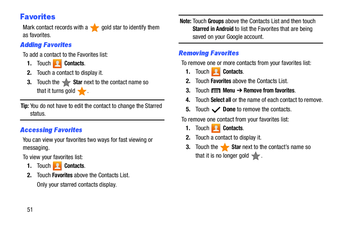 Accessing Favorites Galaxy Tab 3 10.1 Wi-Fi