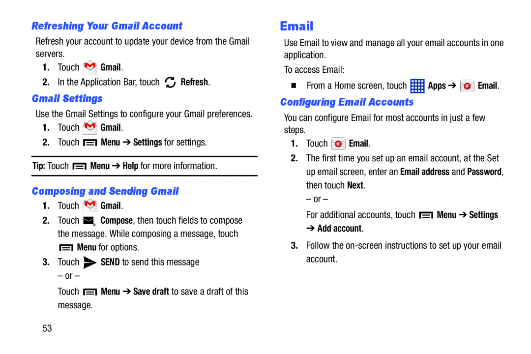 Configuring Email Accounts Galaxy Tab 3 10.1 Wi-Fi