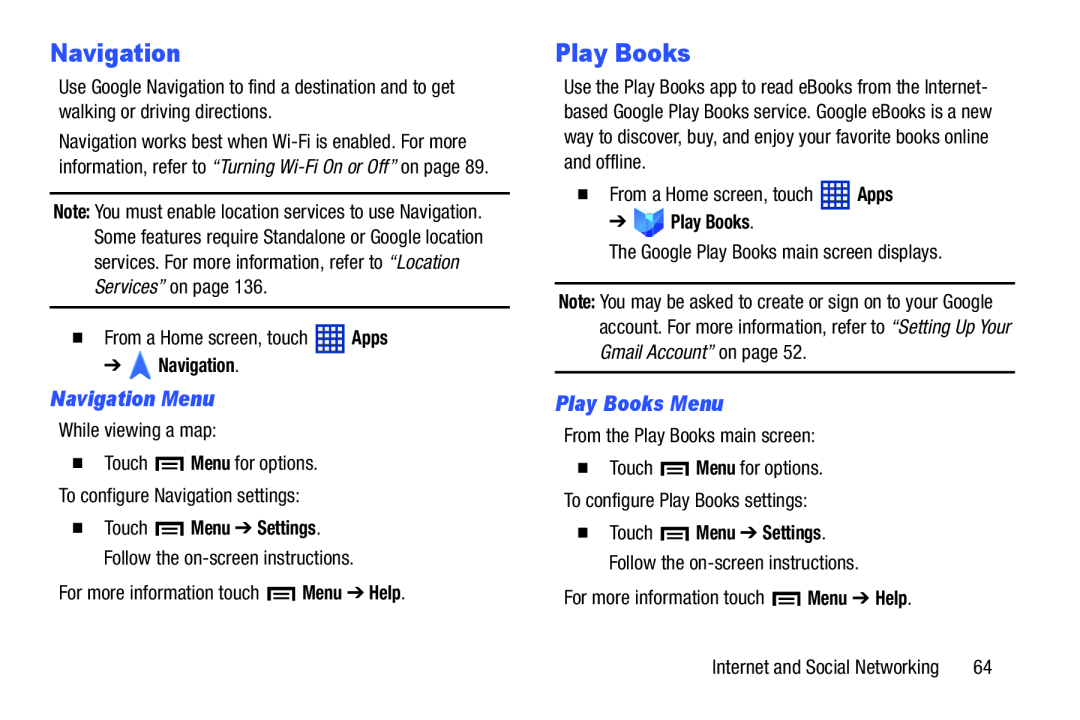 Navigation Menu Play Books Menu