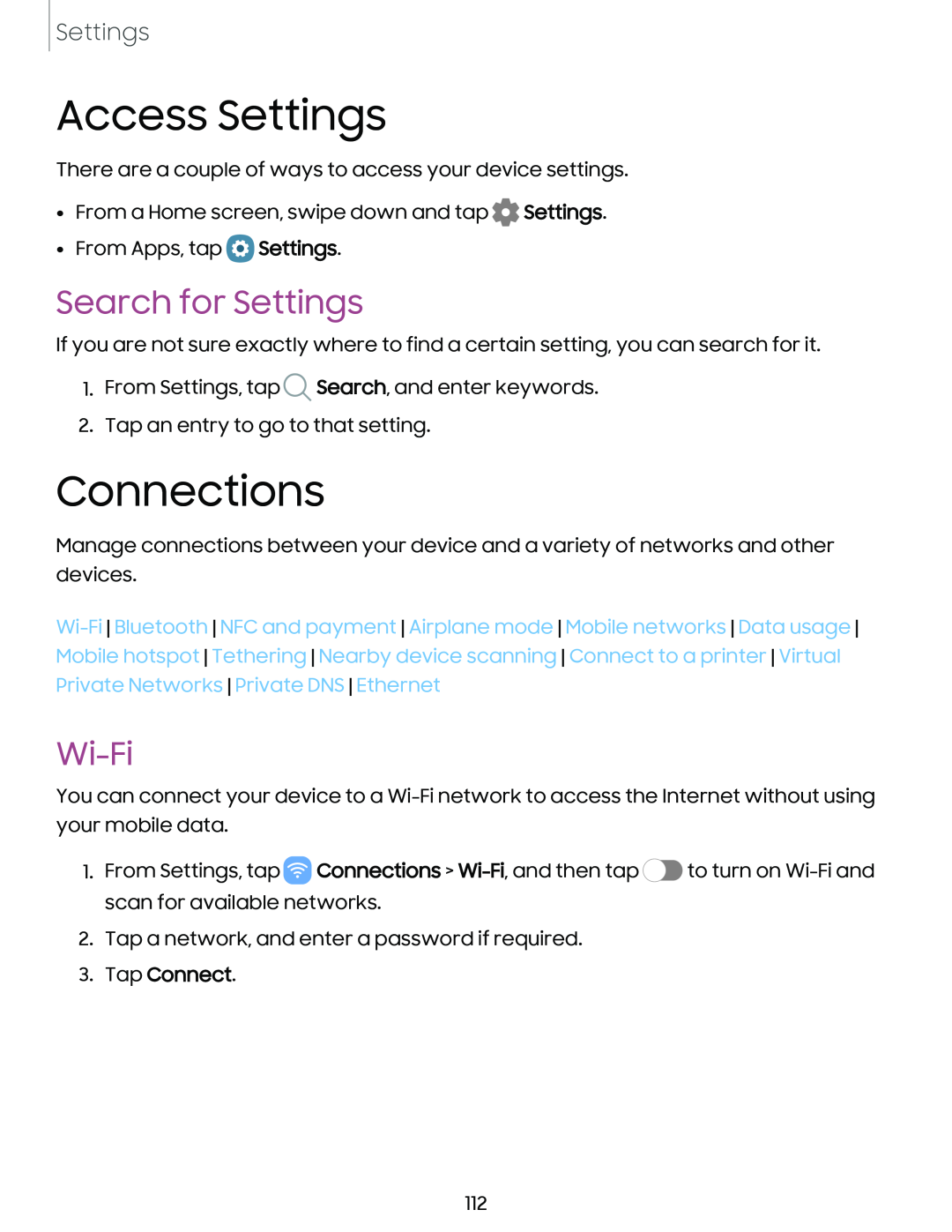 Search for Settings Galaxy S10 Verizon