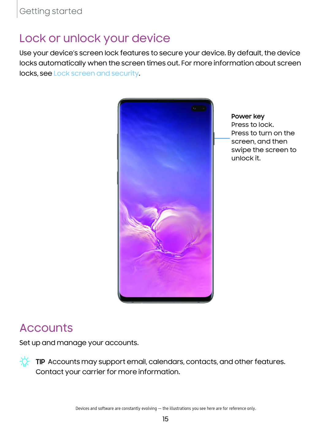 Lock or unlock your device Galaxy S10 Verizon