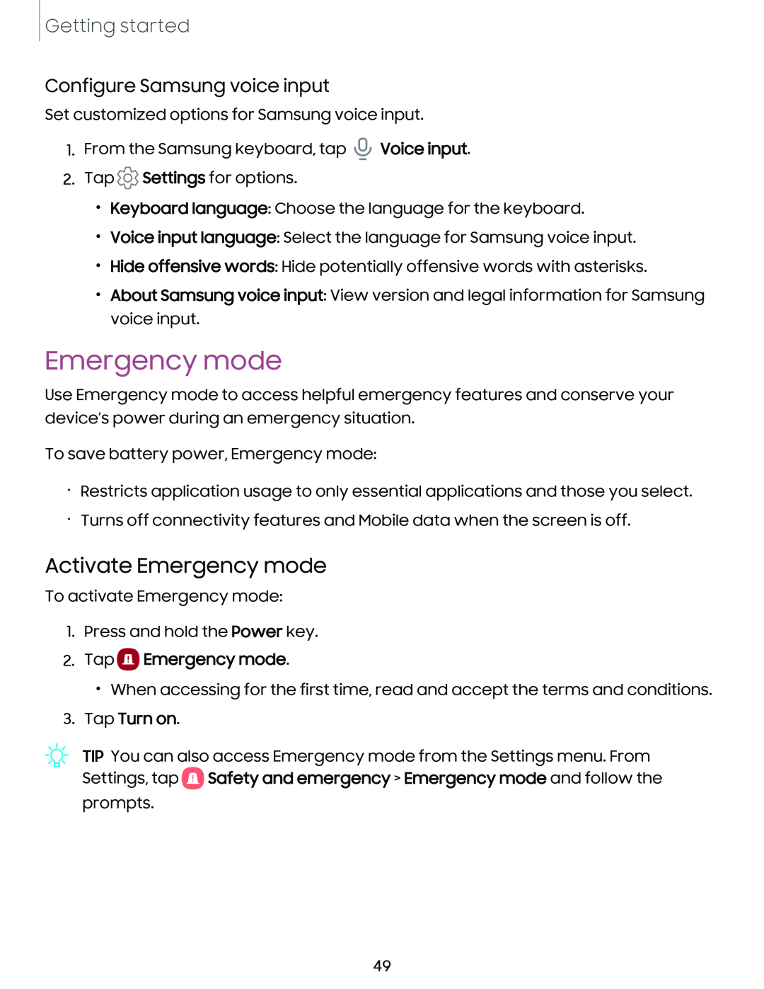 Emergency mode Galaxy S10 Verizon