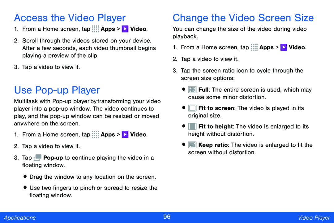 Access the Video Player Use Pop-upPlayer