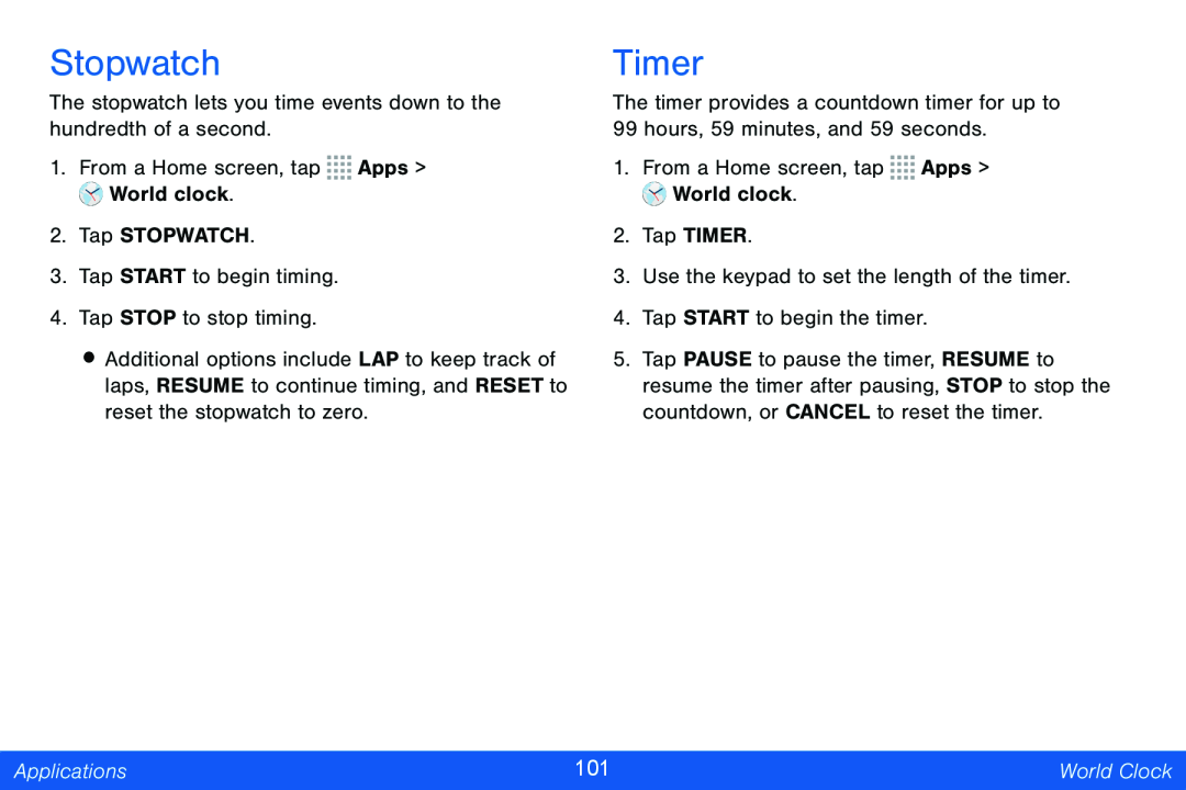 Stopwatch Galaxy Note Pro 12.2 Verizon