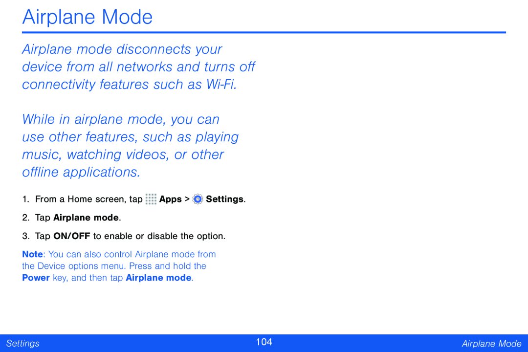 Airplane Mode Galaxy Note Pro 12.2 Verizon