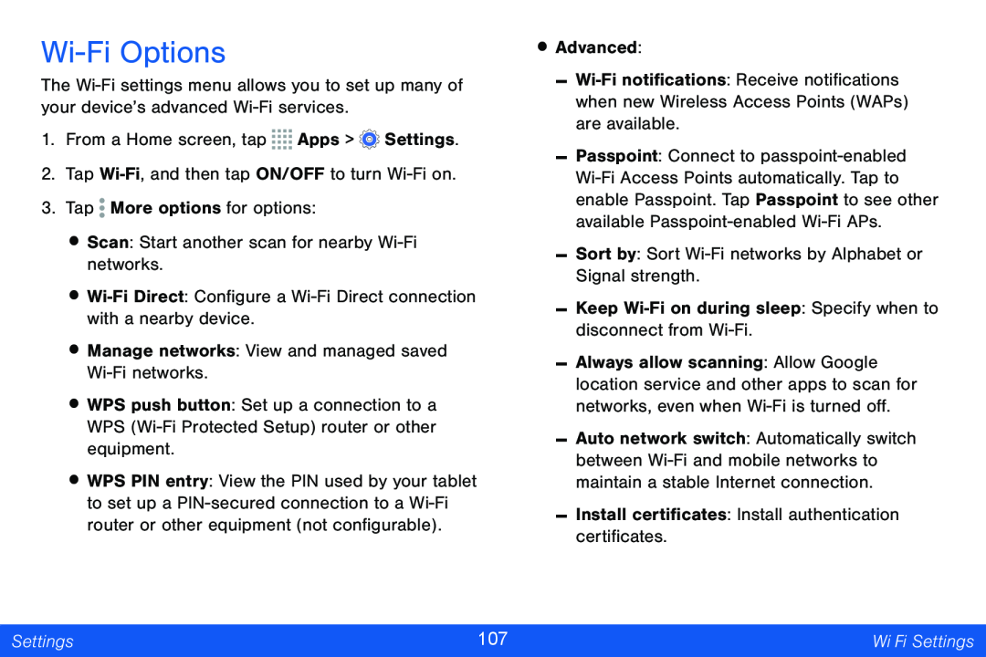 Wi-FiOptions Galaxy Note Pro 12.2 Verizon