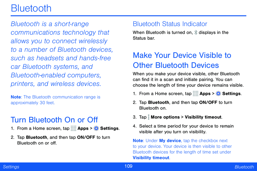 Bluetooth Status Indicator Turn Bluetooth On or Off