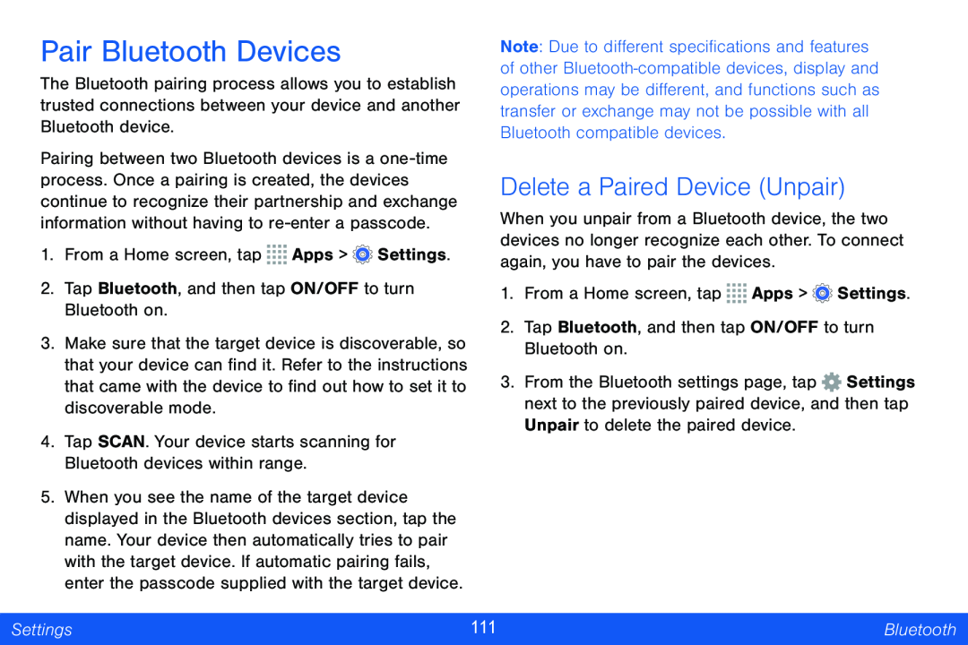 Delete a Paired Device (Unpair) Galaxy Note Pro 12.2 Verizon